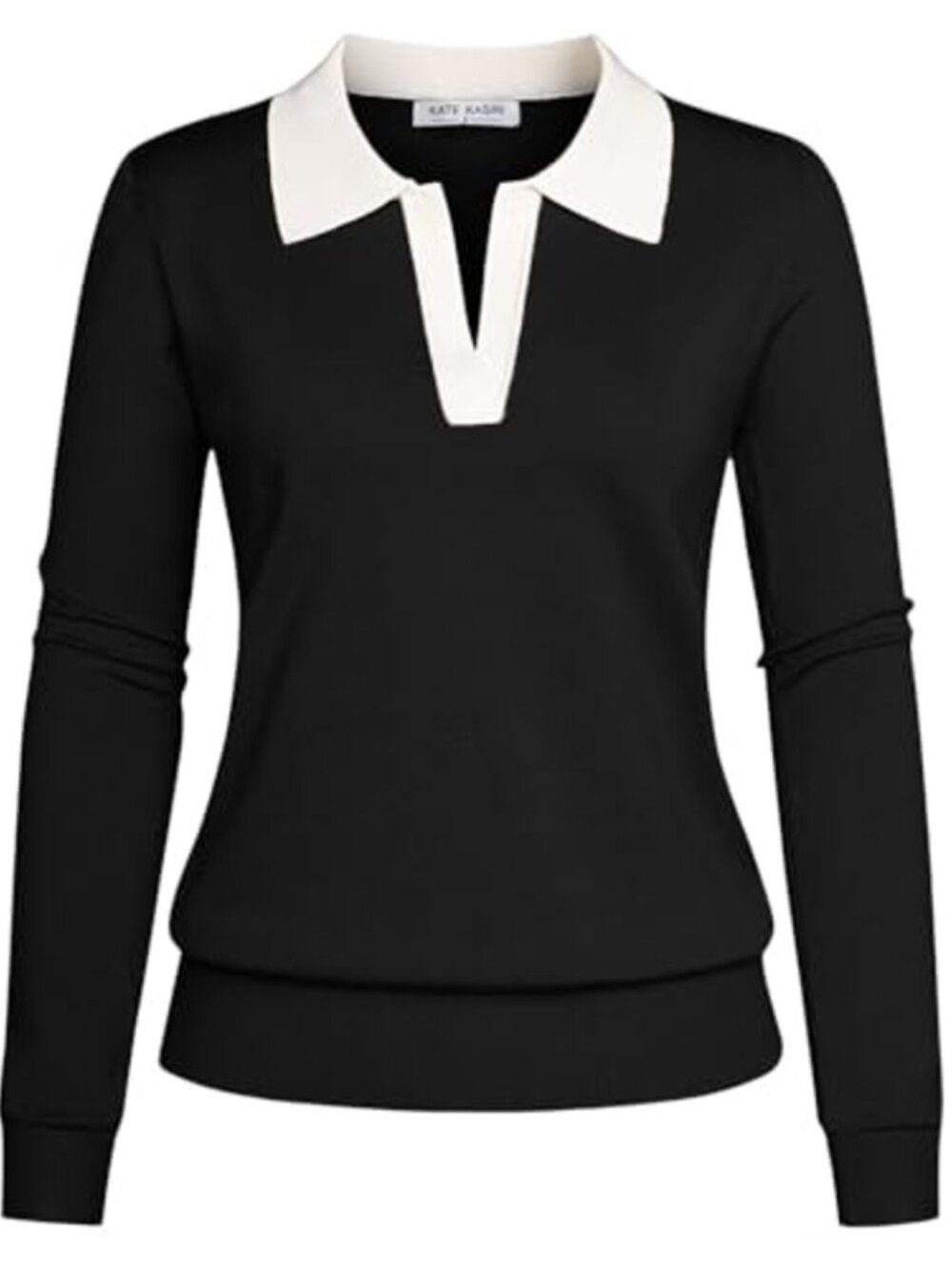 Women's Long Sleeve V-Neck Polo Sweater Casual Fall Winter Pullover